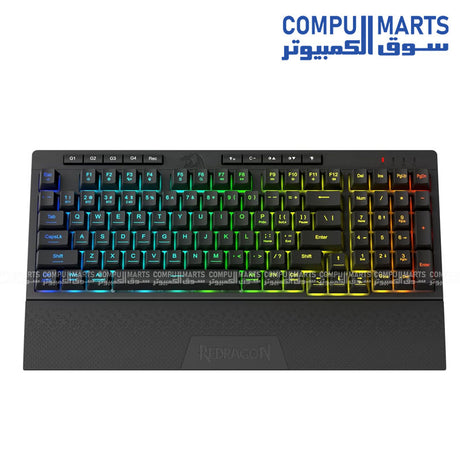Redragon K515 PRO Shiva RGB wireless gaming keyboard 98 keys macro anti-ghosting detachable wrist rest black