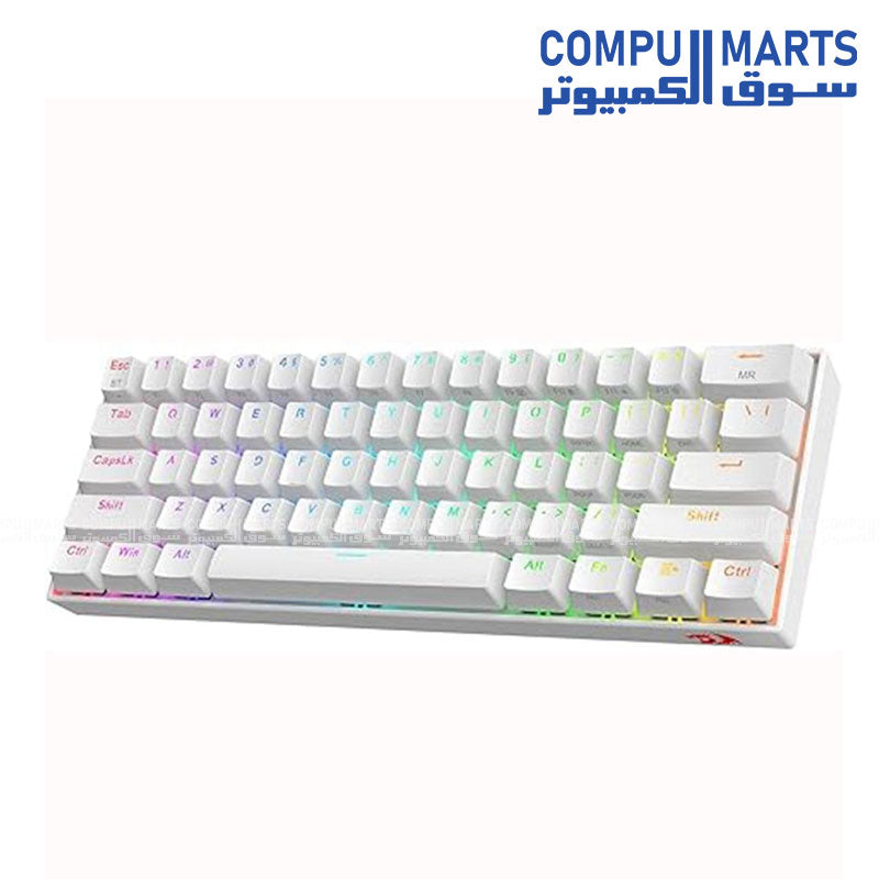 K530W RGB PRO – 60% Mechanical Keyboard – Redragon – Wireless RGB White Compact Gaming Keyboard