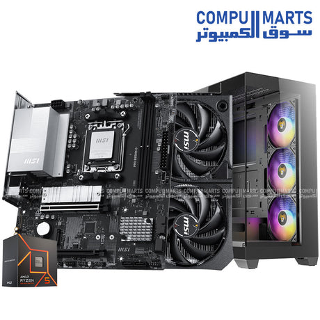 Gaming Flex AMD – Gaming PC Bundle – Ryzen 5 7600 – MSI B850M-G – MSI RTX 5060 Shadow – 16GB DDR5 – 500GB NVMe SSD – Antec CX300