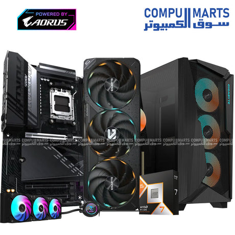 Gaming PC Ryzen 7 9800X3D Edition – Desktop Build – Compumarts – RTX 5070 Ti 16GB 32GB DDR5 AORUS Liquid Cooling
