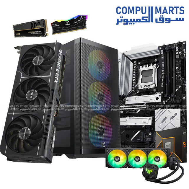 Ryzen 9 9900X Gaming PC Bundle – RTX 5070 Ti – ASUS X870-P – 32GB DDR5 – 512GB NVMe – Osiris Case 850W – TUF LC 360 II