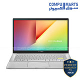 Asus Vivobook S14 S433EQ-AM07GW Intel Core i7-1165G7, 16GB DDR4 Ram, 512GB SSD, Nvidia GeForce MX350 2GB GDDR5, 14 Inch - Win 11-Gaia Green