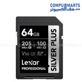 Pro Silver SDXC 64GB – Memory Card – Lexar – 205MB/s Read – 150MB/s Write – UHS-I – U3 – V30 – Full HD / 4K

