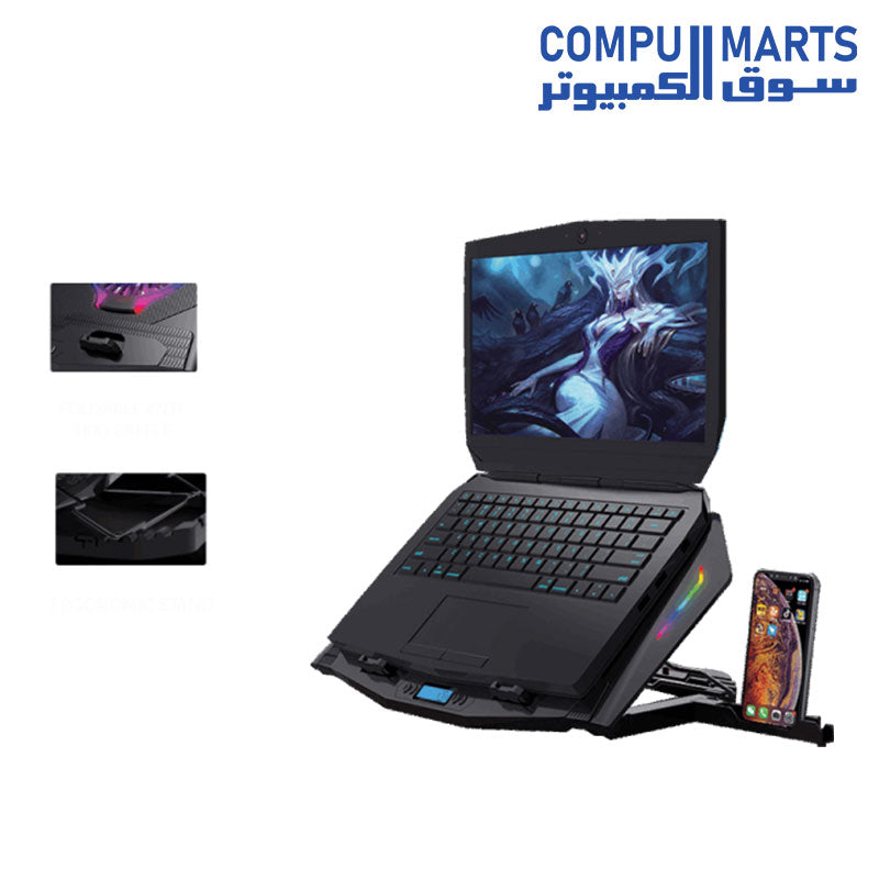 ST-Standard ICE 07 RGB Laptop Cooler - Dual 140mm Fans, 5-Level Height Adjustable, Ultra-Quiet Cooling