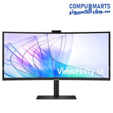 Samsung LS34C650VAMXUE – 34 Inch Curved Monitor – UWQHD 3440x1440 – VA Panel – 100Hz – USB-C 90W – Built-in Camera – Black
