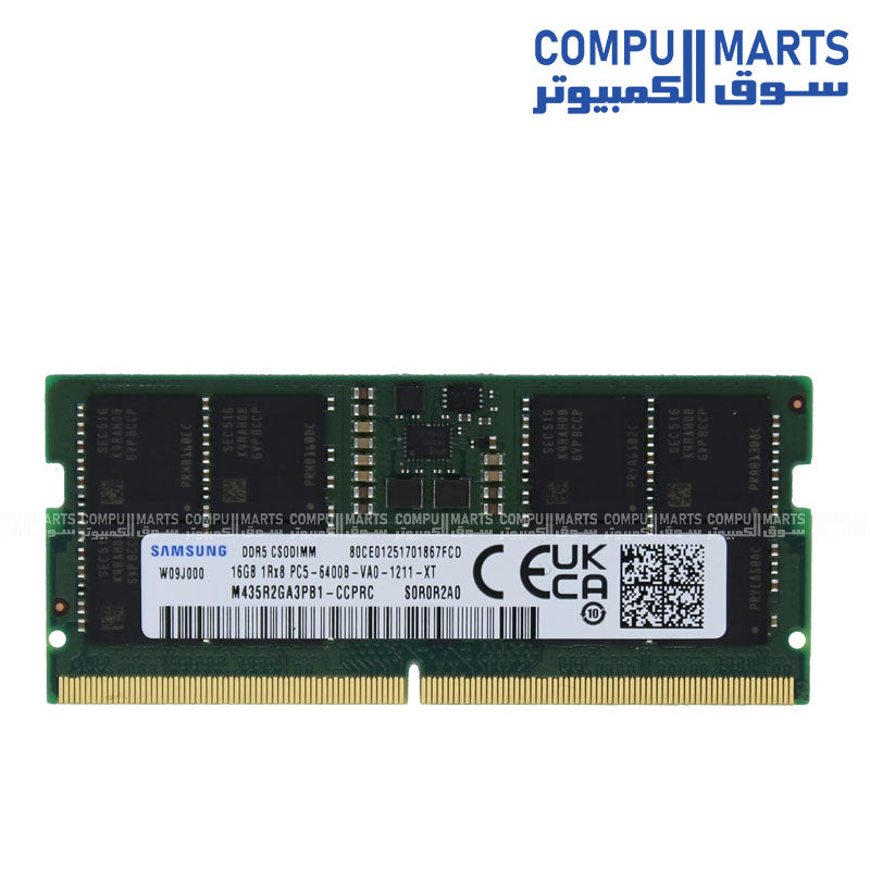 Samsung 16GB DDR5 6400MHz PC5-51200 CSODIMM 262-Pin Non-ECC Unbuffered Laptop RAM M435R2GA3PB1-CCP