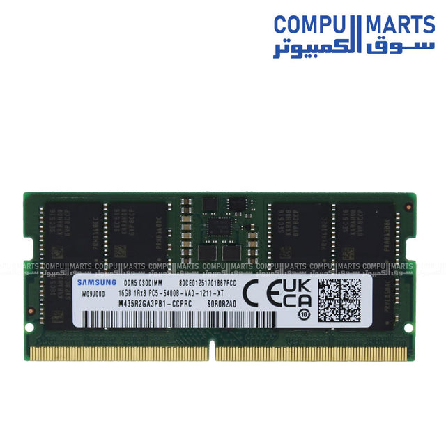 Samsung 16GB DDR5 6400MHz PC5-51200 CSODIMM Laptop RAM M435R2GA3PB1-CCP available in Egypt