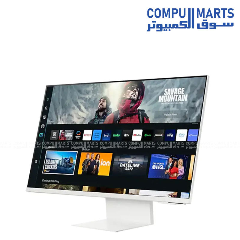Samsung 32 inch M8 UHD 4K smart monitor white with built-in smart apps, WiFi connectivity, and slim modern design