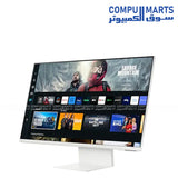 Samsung 32 inch M8 UHD 4K smart monitor white with built-in smart apps, WiFi connectivity, and slim modern design