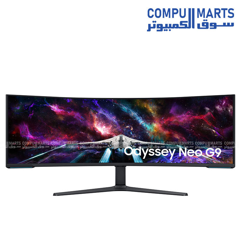 Samsung 57 inch Odyssey Neo G9 curved 8K 240Hz Mini LED gaming monitor front view