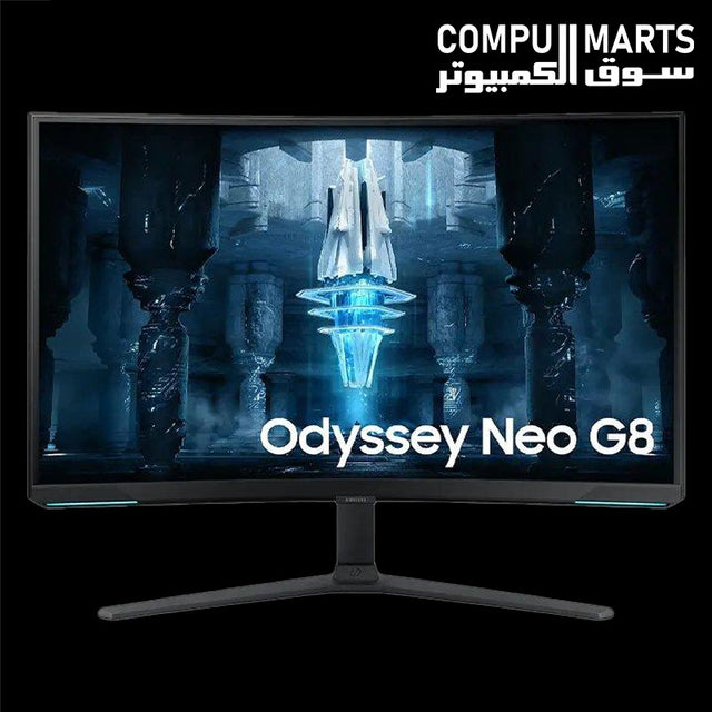 Samsung 32-Inch 4K Neo QLED G8 Odyssey LS32BG850NMXUE gaming monitor with 240Hz refresh rate and 1ms GTG
