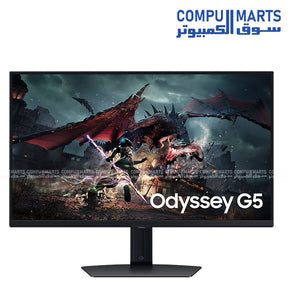 Samsung Odyssey G5 G50F 27 Inch QHD IPS Gaming Monitor with 180Hz Refresh Rate, 1ms GTG Response Time, HDR10, 99% sRGB, FreeSync and G-Sync Compatible – LS27FG502EMXEG | Compumarts Egypt