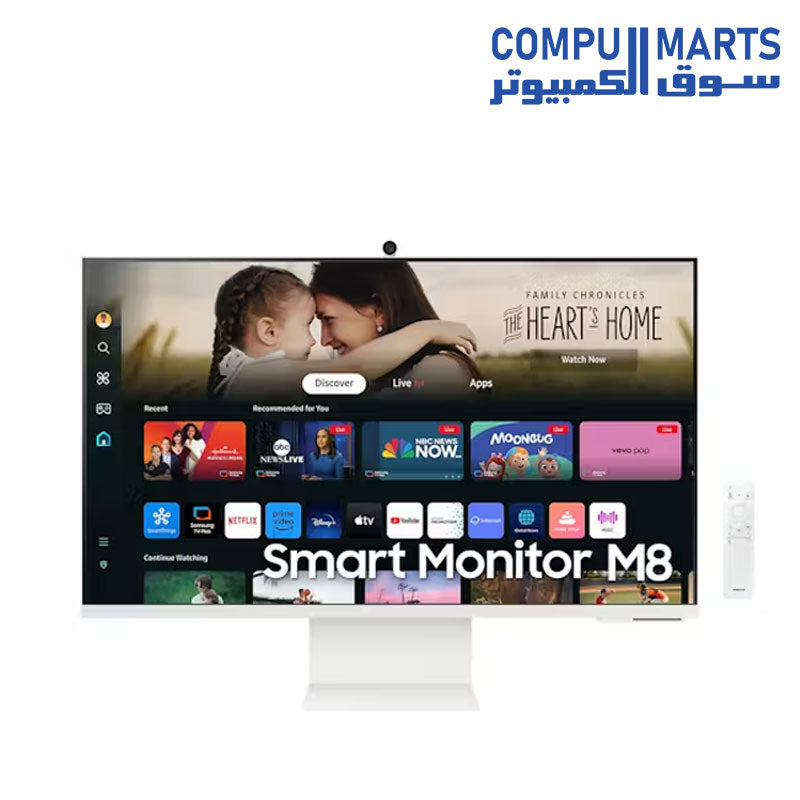 Samsung M80D Smart Monitor, 32" 4K UHD LS32DM801UUXEN Includes Webcam Smart TV Apps