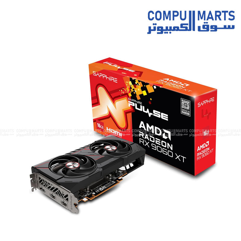 بطاقة رسومات Sapphire PULSE RX 9060 XT سعة 16 جيجابايت OC - HDMI، DP2.1، PCIe5 GPU