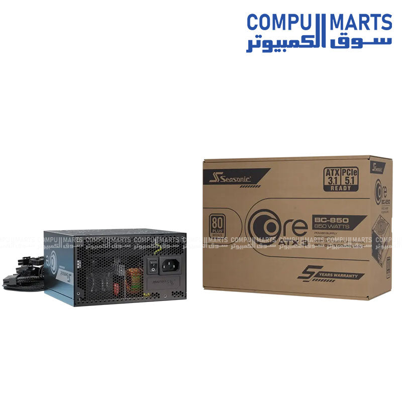Seasonic Core BC-750 750W 80PLUS Bronze ATX Power Supply with Fixed Black Braided Cables Hydro Dynamic Bearing Fan and Full Protection Support