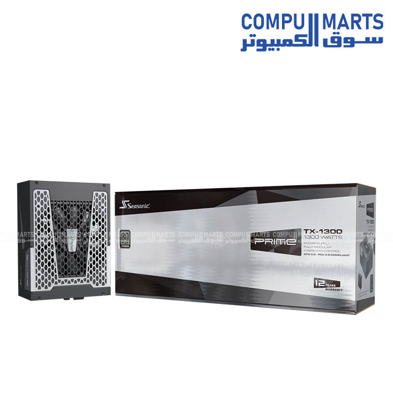 Seasonic Prime TX-1300 1300W ATX 3.1 80 Plus Titanium Fully Modular Hybrid Fan Power Supply OPP,OVP,UVP,OCP,OTP,SCP - Cybenetics Noise Level Lambda : A & Digital Hybrid Fan Control & ATX3.1 600W & Warranty 12 Years