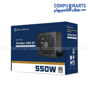 SilverStone- Strider 550 EF 550W- 80 PLUS EU -ATX power supply -with flat -cables -silent -120mm fan
