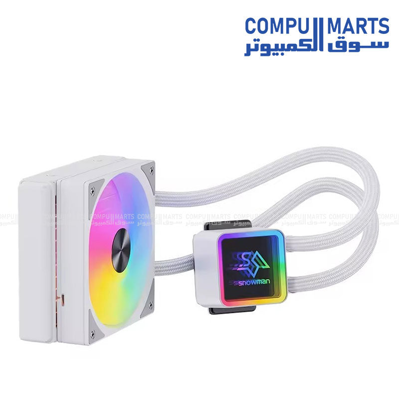 Snowman KS120 liquid CPU cooler with 120 × 120 × 25 mm fan and 800–1800 RPM fan speed