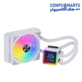 Snowman KS120 ARGB CPU liquid cooler with 5V 3-Pin ARGB lighting and 4-Pin PWM fan connector
