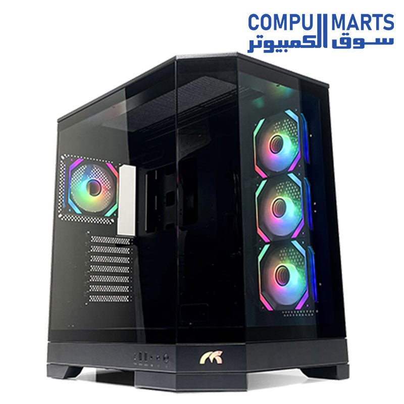 Tortox Prism Triple Glass Panel ATX/M-ATX Gaming PC Case with 7*ARGB P ...