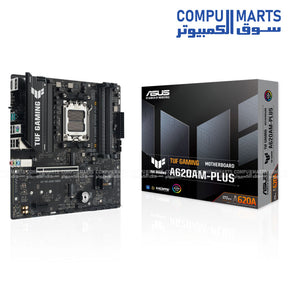 ASUS TUF GAMING A620AM-PLUS micro-ATX motherboard – AMD AM5 socket – supports Ryzen 9000/8000/7000 CPUs, DDR5 RAM, dual M.2 PCIe 4.0, Realtek 2.5Gb LAN, Aura Sync RGB – durable gaming motherboard in Egypt