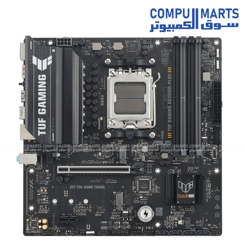 ASUS TUF GAMING A620AM-PLUS micro-ATX motherboard – AMD AM5 socket – supports Ryzen 9000/8000/7000 CPUs, DDR5 RAM, dual M.2 PCIe 4.0, Realtek 2.5Gb LAN, Aura Sync RGB – durable gaming motherboard in Egypt