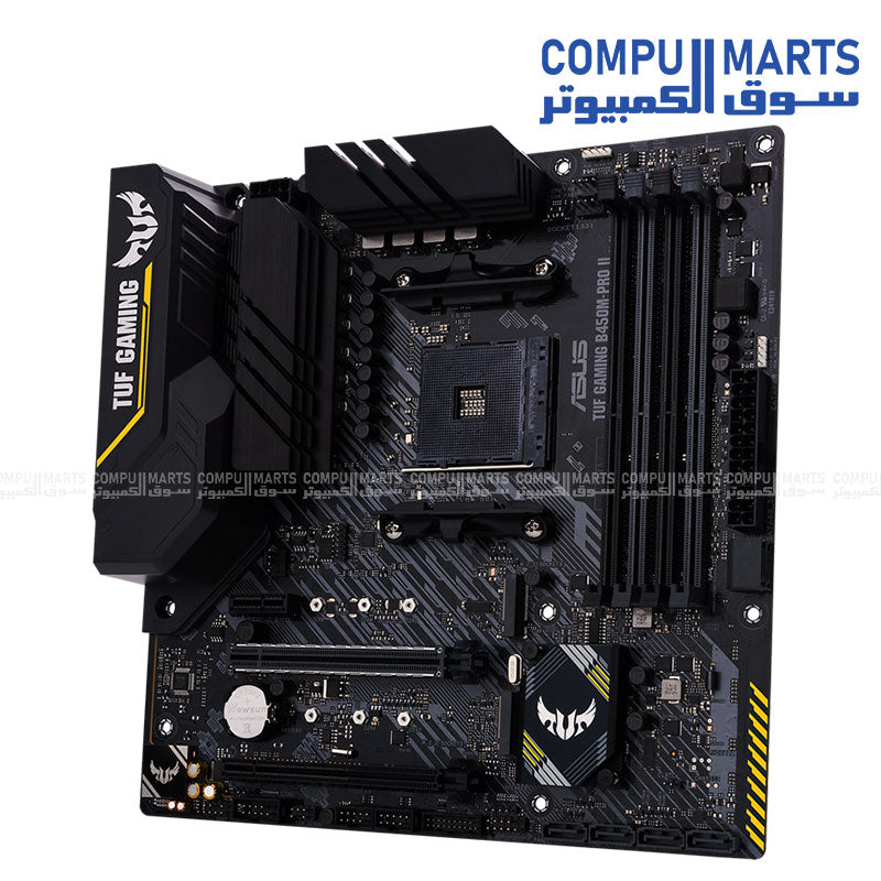 ASUS TUF Gaming B450M-PRO II Micro ATX AM4 Motherboard – Dual M.2, PCIe 3.0, USB 3.2 Gen 2, Aura Sync RGB