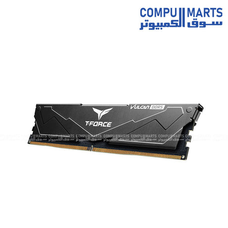 T-FORCE VULCAN 16GB DDR5 UDIMM memory featuring 6000MHz speed, CL38 timing, and aluminum heatspreader