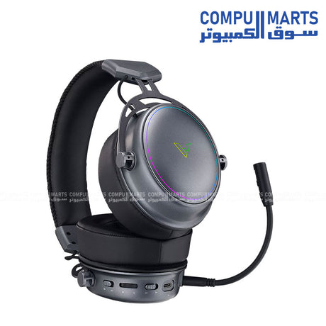 Side view of the VH800 Wireless Gaming Headset with RGB backlight illumination