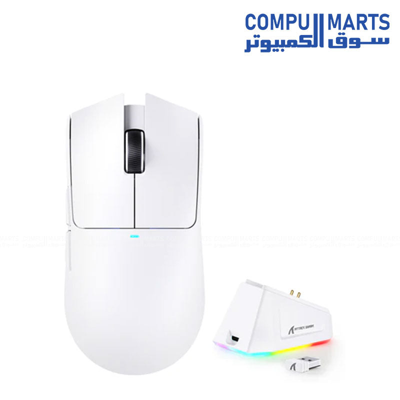 Attack Shark X8PRO 55g Ultra-Light Wireless Gaming Mouse White And Black PAW3395PRO 40K DPI 8Khz Polling Rate Gaming Mouse with C06ULTRA Coiled Cable