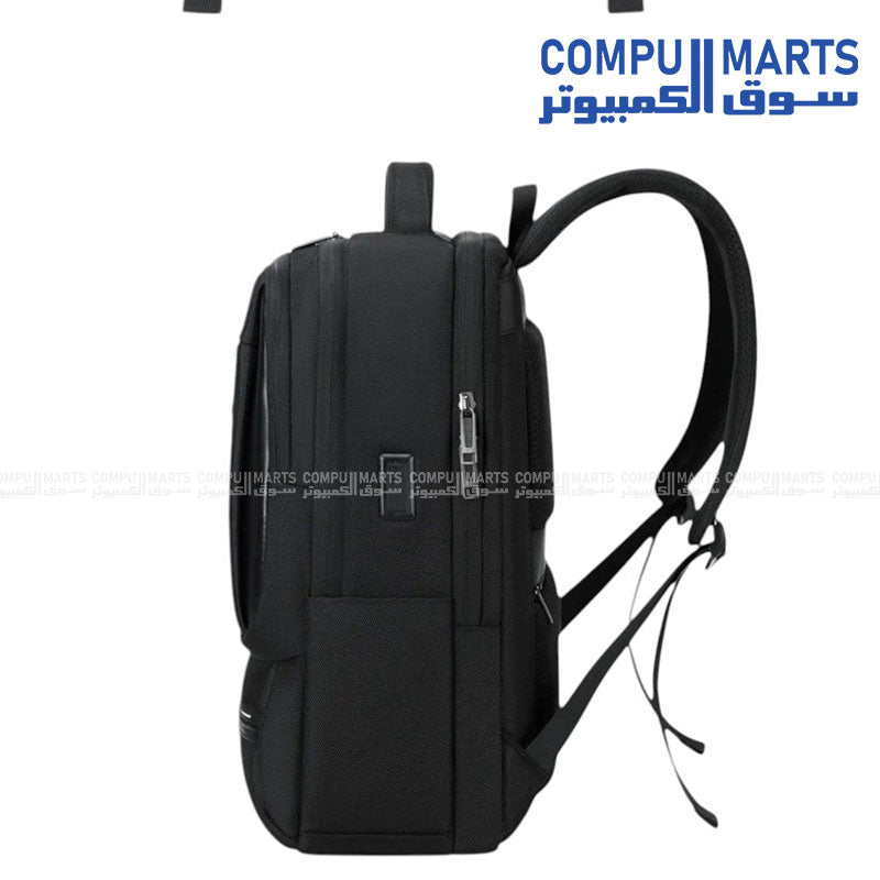 Front view of the black Rahala SH53 laptop backpack