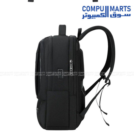 Front view of the black Rahala SH53 laptop backpack