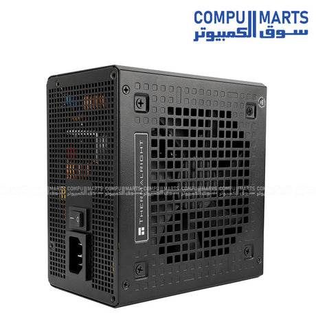 Close-up view of the Compumarts TG-750S 750W Gold PSU stack, clearly showing the honeycomb fan grills, the 'C' logo, and the detailed specifications label on each unit.