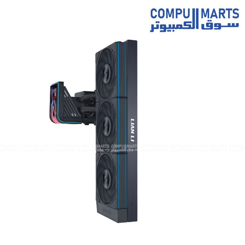 Lian Li HydroShift II OLED Curved 360P28 Black AIO Liquid CPU Cooler showcasing its 6.67-inch OLED display and black finish