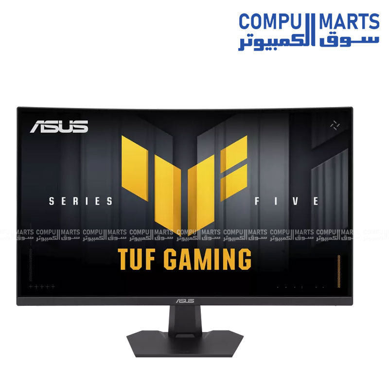 ASUS TUF Gaming VG27VQM5F 27-inch Curved Gaming Monitor rear I/O ports and stand
