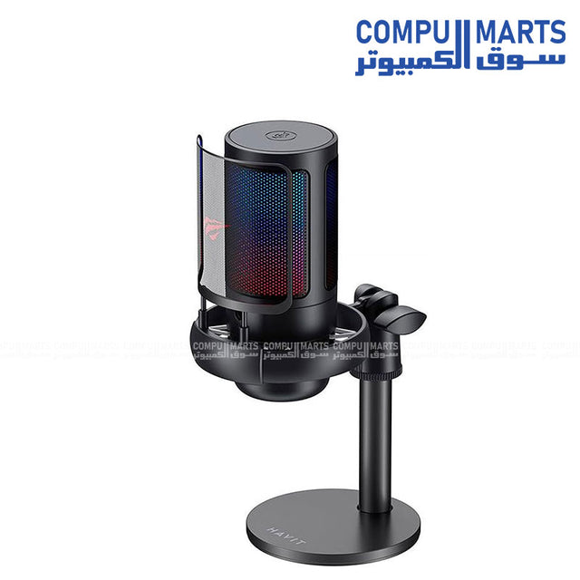 Havit GK50 RGB Pro Live Recording Microphone top panel showing the touch mute button control available at Compumarts Egypt