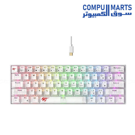 HAVIT KB903L compact 60% mechanical gaming keyboard featuring vibrant RGB backlighting and durable 61-key layout