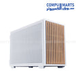 Lian Li DAN B4 Wood Micro Tower Gaming Case angled view showcasing steel and wood materials