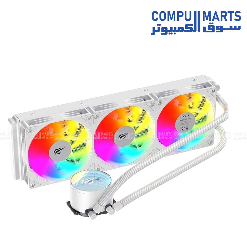 Havit Gamenote F2002 360mm Processor Liquid Cooler RGB AM5 LGA1700 shown from the front angle