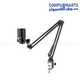 Havit GK50 RGB Pro Live Recording Microphone featuring integrated RGB lighting illuminated on a desk setup available at Compumarts Egypt