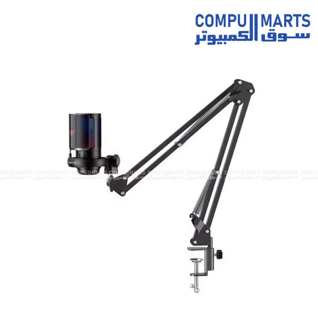 Havit GK50 RGB Pro Live Recording Microphone featuring integrated RGB lighting illuminated on a desk setup available at Compumarts Egypt