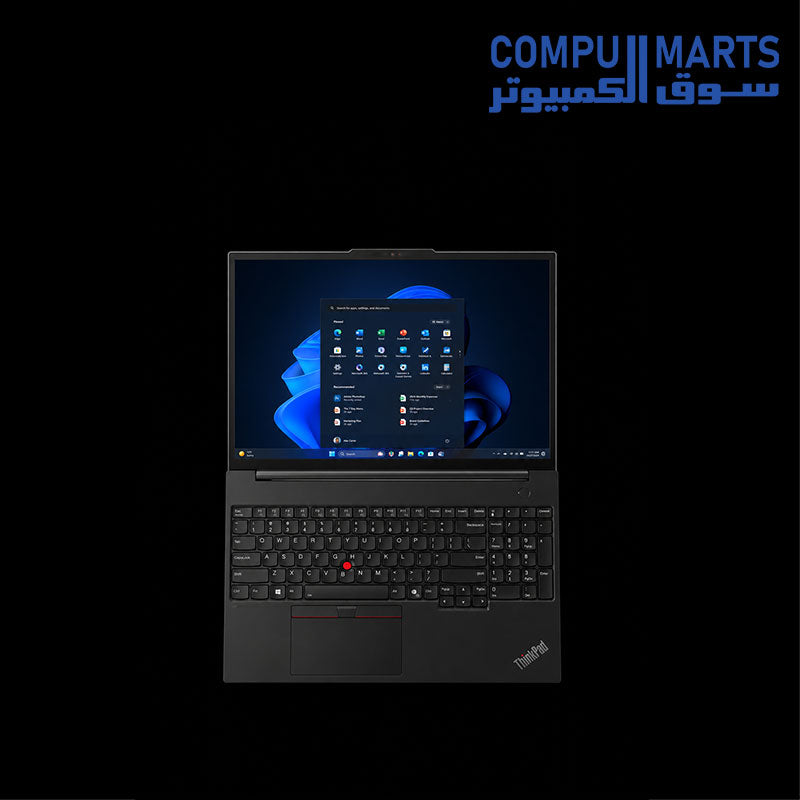 Black Lenovo ThinkPad E16 G3 laptop with integrated Intel Graphics