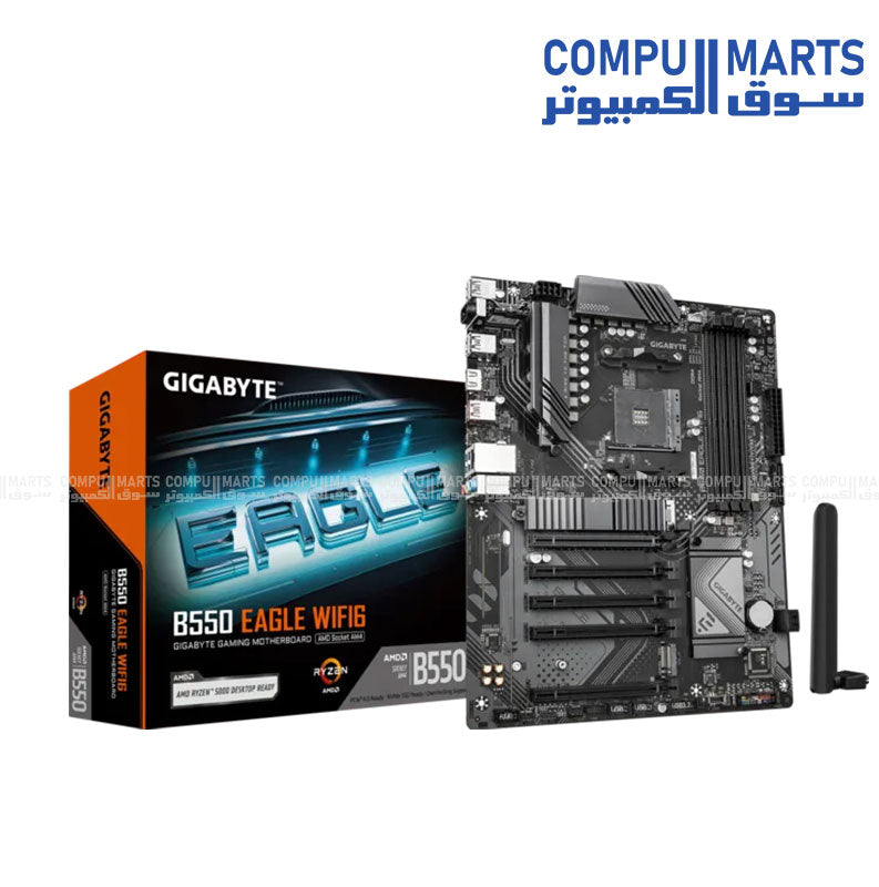 GIGABYTE B550 EAGLE WIFI6 motherboard with AMD AM4, DDR4 support, PCIe 4.0 and Wi-Fi 6 available in Egypt