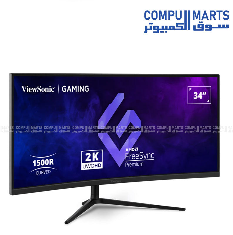ViewSonic VX3418C-2K 34 Inch Curved Gaming Monitor UWQHD 3440×1440 VA 180Hz 1ms FreeSync Premium HDR10