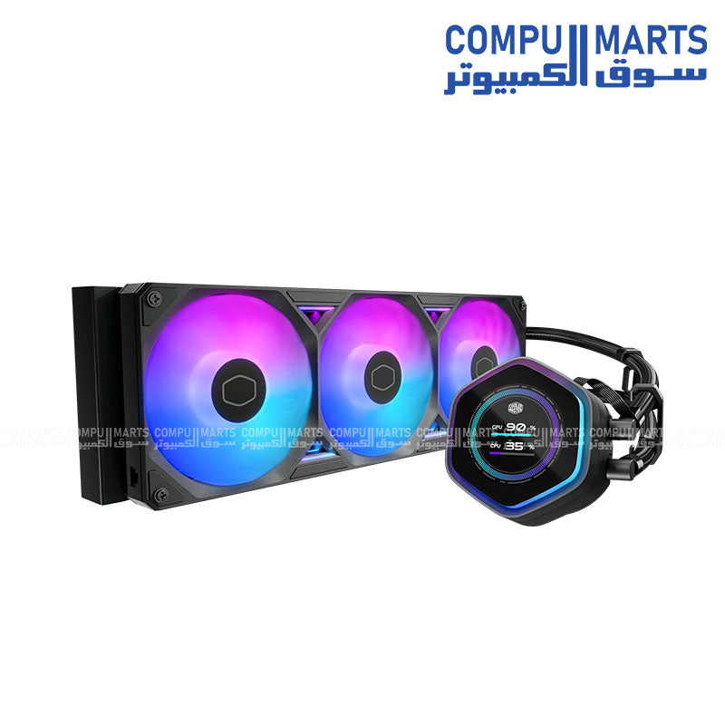 ML 360 Atmos II LCD ARGB Black edition with 3400 ± 300 RPM pump speed and 360 radiator size from Compumarts