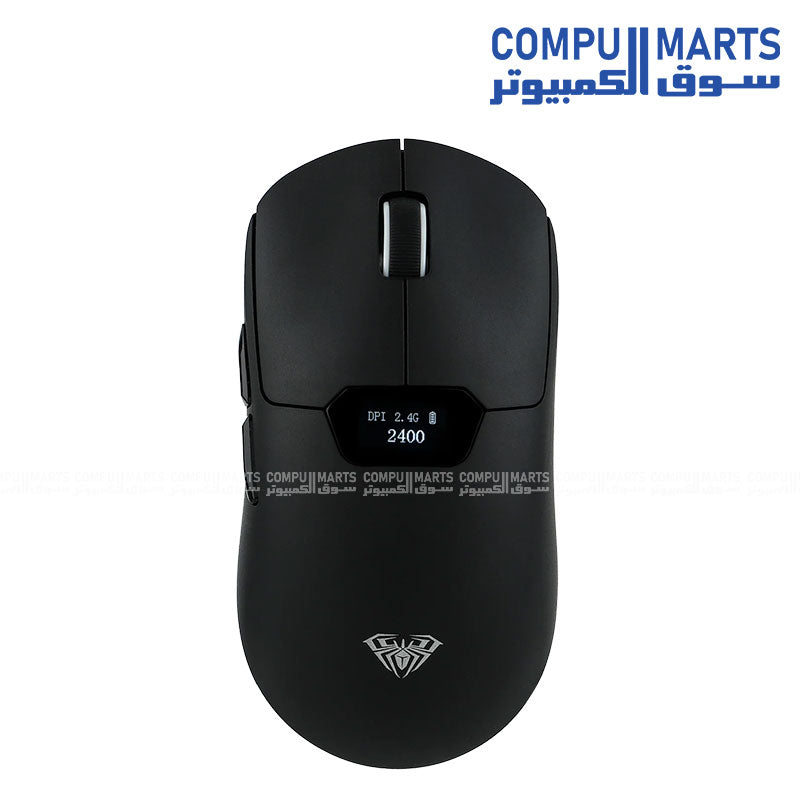 AULA SC390 Wireless Ultra-Light Gaming Mouse with Smart Display 7 Buttons 1 Smart Play PAW3311 Optical Sensor 1200 to 12,000 DPI Bluetooth 2.4GHz Wireless Wired 400mAh Battery 64g