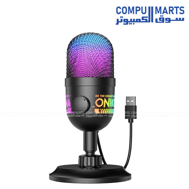 ONIKUMA M930 Studio RGB Microphone with 48KHz Capture and Smart Monitoring featuring an integrated 2.4GHz wireless connection