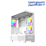 Jupitor II White TG E-ATX PC Case with 6PCS ARGB fans, control hub, remote control, tempered glass front panel, 750W 80 Plus Bronze fixed cable PSU, PCIE 5.0 and TYPE C