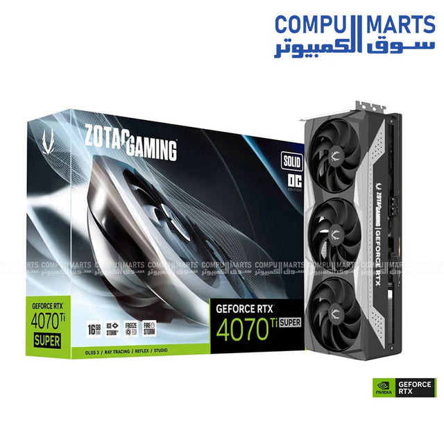 ZOTAC Gaming GeForce RTX 4070 Ti SUPER Solid OC 16GB GDDR6X PCIe 4.0 graphics card with 8448 CUDA Cores available in Egypt