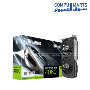 ZOTAC GAMING GeForce RTX 4060 TWIN EDGE 8GB GDDR6 graphics card with PCI Express 4.0 x8, 3072 CUDA Cores and Boost Clock 2460 MHz available in Egypt